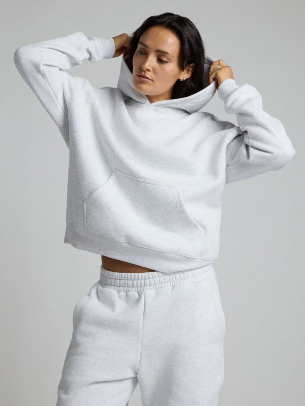Crop Hoodie by Comfrt, Heather Gray